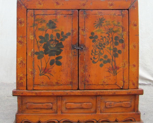描彩二门座箱工厂|Chinese antique trunk