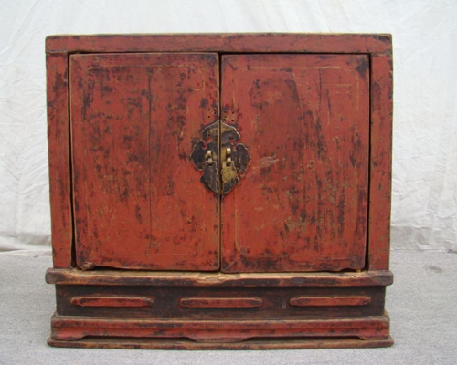 描金二门座箱|chinese antique trunk