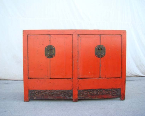 红漆四门连柜|chinese antique cabinet
