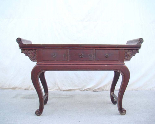 三抽翘头弯腿桌高碑店|chinese antique table