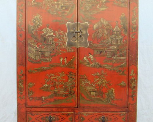 红描金大柜工厂|Red & gilt big cabinet