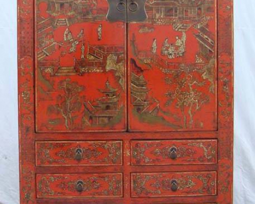 红描金大柜|Red & gilt big cabinet