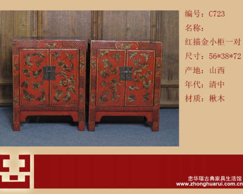 红描金小柜工厂|Red &gilt small cabinet