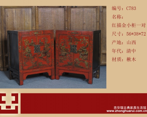 红描金小柜工厂|Red &gilt small cabinet