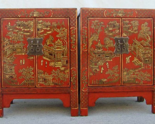 红描金小柜工厂|Red &gilt small cabinet