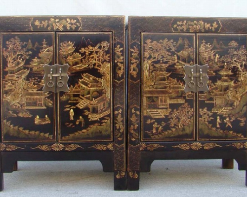 黑描金小柜|Black & gilt small cabinet