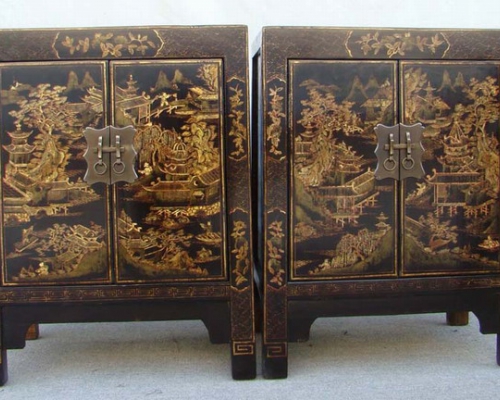 黑描金小柜工厂|Black & gilt small cabinet