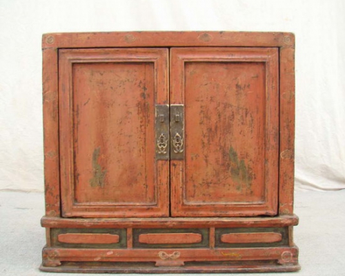 红漆二门座箱|box