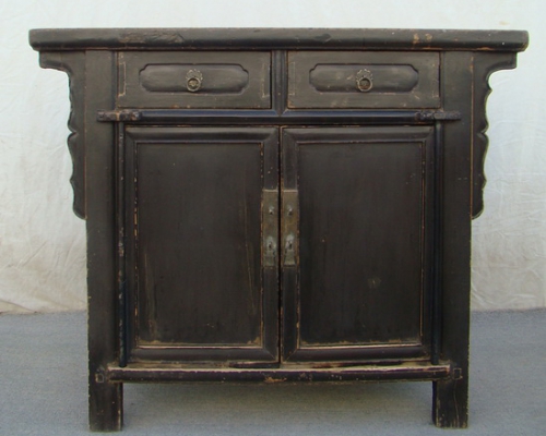 黑漆二抽二门柜|cabinet