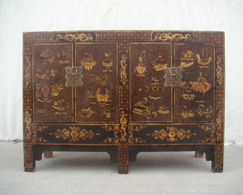 黑描金连二柜|black gilt cabinet
