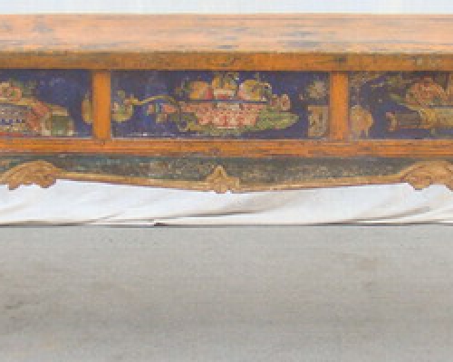 描彩二抽条台|painted stand