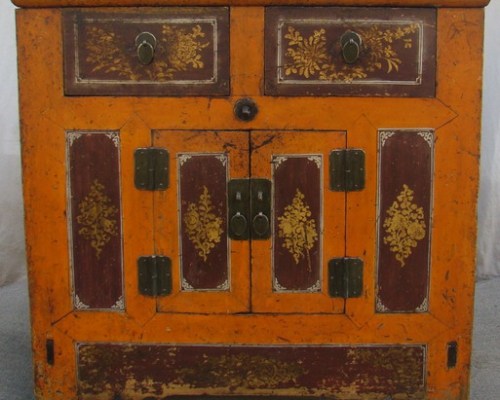 描彩二门二抽柜|antique cabinet