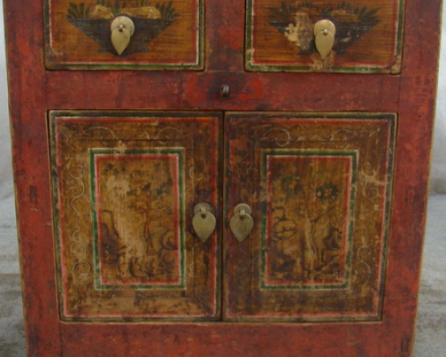 老家具五彩小柜|antique painted cabinet