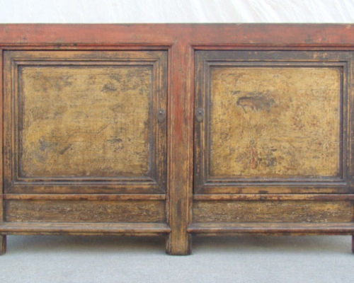 描彩二抽二门柜|painted cabinet
