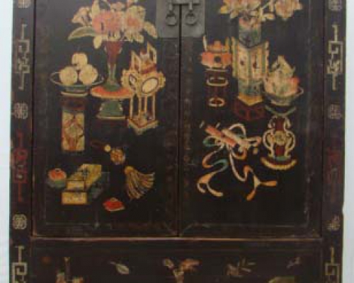 描彩黑漆二门大柜高碑店