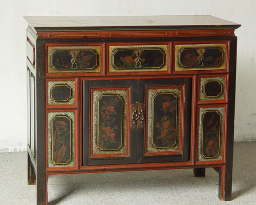 黑五彩三抽二门柜|cabinet