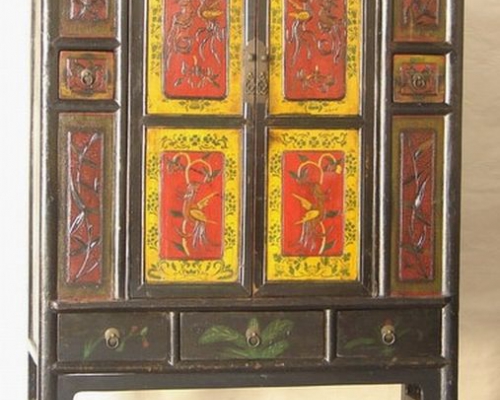 五彩雕花大柜工厂|Color-painted big cabinet