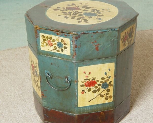 描彩八角桶|box