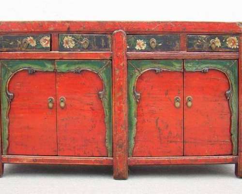 描彩四抽四门柜|painted cabinet