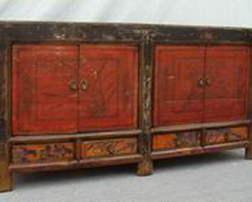 描彩四抽四门柜|painted cabinet