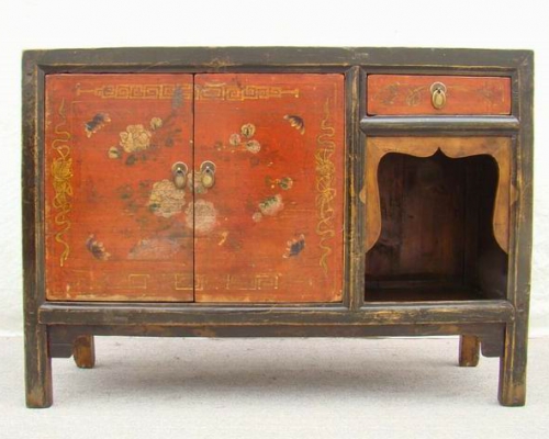 描彩一抽二门柜|painted cabinet