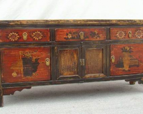 描彩三抽六门柜|cabinet