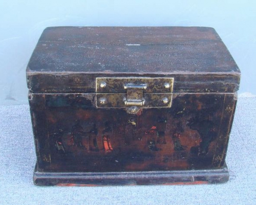 高碑店黑描金箱|Black trunk with tracing a design in gold