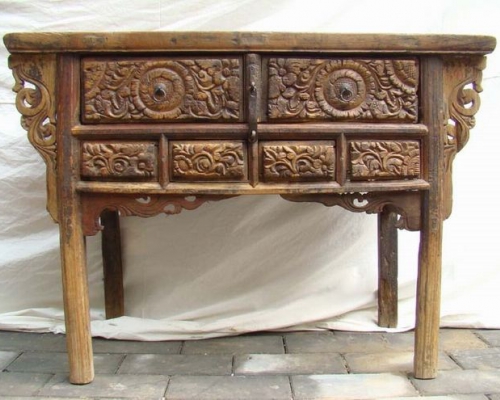 二抽雕花桌|Coffer w/3 drawers