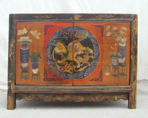 描彩二门柜|painted small cabinet