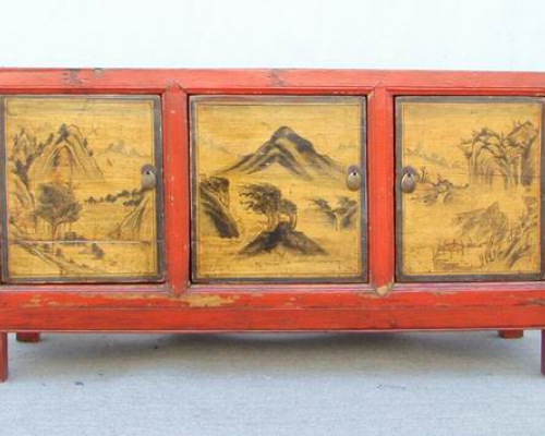 描彩三门柜|Color-painted twin cabinet