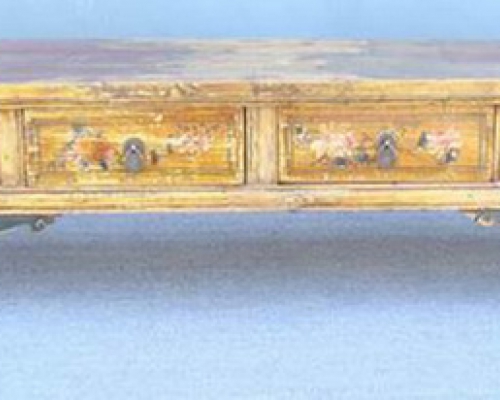 描彩四抽炕桌|painted lower table
