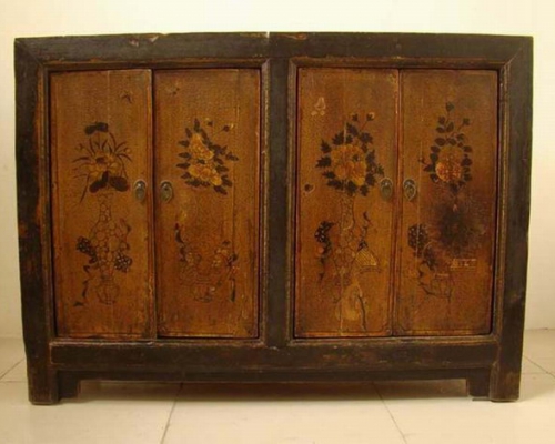 描彩四门连体|painted cabinet