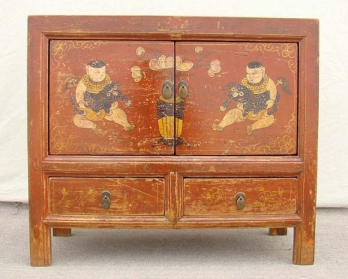 描彩二抽二门柜|Depict the color cabinet with two drawers and two gates