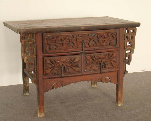 三抽雕花桌|Coffer w/3 drawers