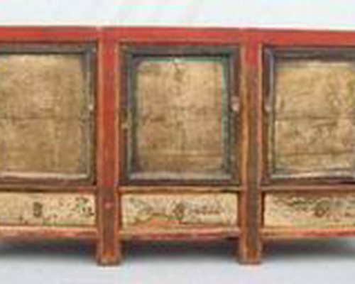 三抽三门描彩柜|Color-painted low cabinet