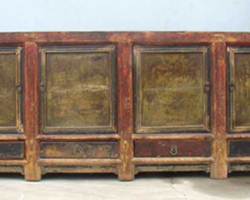 描彩四抽四门柜|Color-painted low cabinet