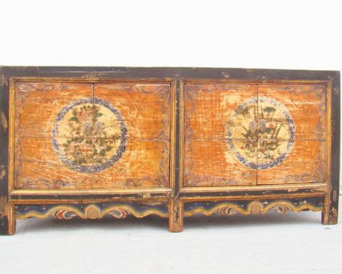 四门描彩柜|Color-painted low cabinet