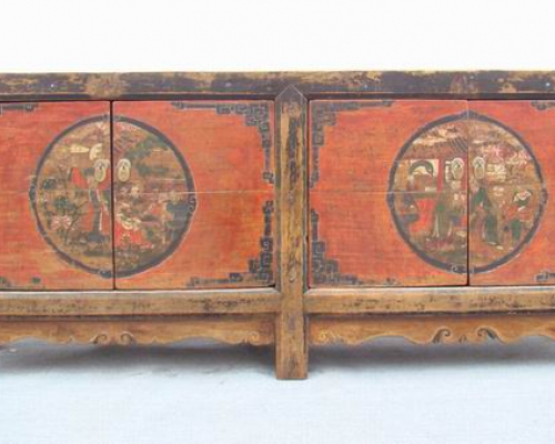 四门描彩柜|Color-painted low cabinet