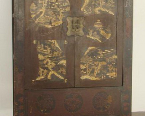 黑描金大柜|Big black cabinet with tracing a design in gold