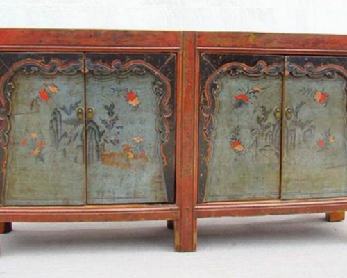 描彩四门连柜|Color-painted low cabinet