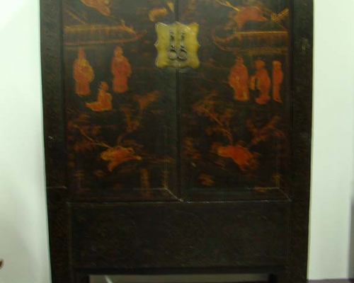黑描金大柜工厂|Big black cabinet with tracing a design in gold