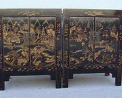 黑描金小柜|Small black cabinet with tracing a design in gold