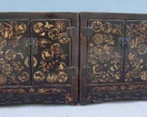 黑描金小柜|Small black cabinet with tracing a design in gold