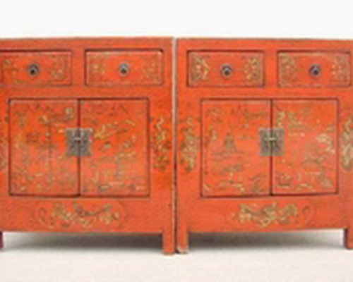 红描金二抽二门小柜工厂|red depicting a color small chest with two gates and two drawers