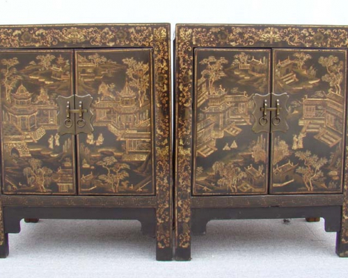 黑描金小柜|Small black cabinet with tracing a design in gold
