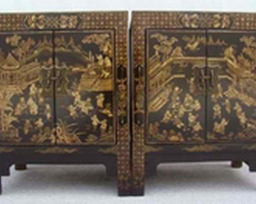 黑描金小柜高碑店|Small black cabinet with tracing a design in gold