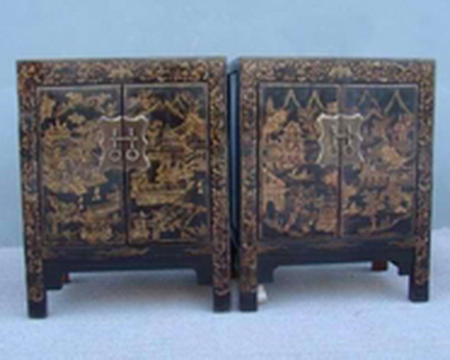 黑描金小柜工厂|Small black cabinet with tracing a design in gold