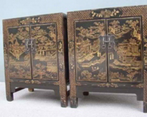 黑描金小柜|Small black cabinet with tracing a design in gold
