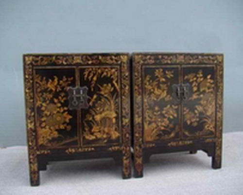 黑描金小柜工厂|Small black cabinet with tracing a design in gold