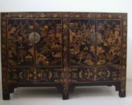 黑描金四门柜工厂|Chinese antique funiture